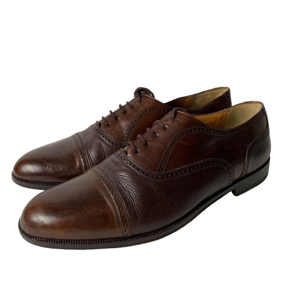 MEZLAN Mens Dress Shoes  Brown Leather Lace Up Cap Toe Oxfords Size 12 W main image 8
